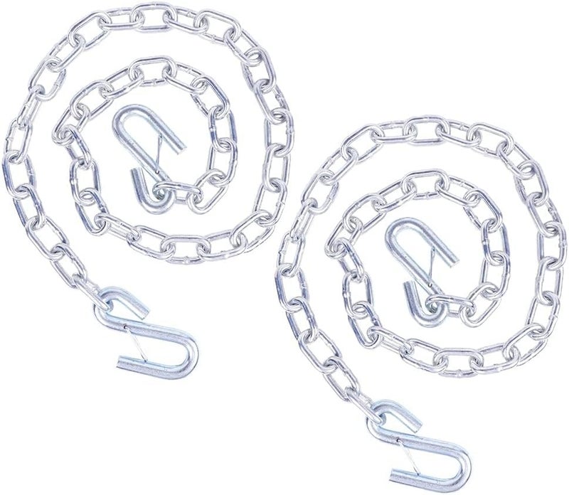 TeukRiGa 5/16"x54" Grade 30 Steel Boat Trailer Safety Chain with Spring Clip Hooks 7000 lbs, 2 Pcs (5/16"x54") - Image 1